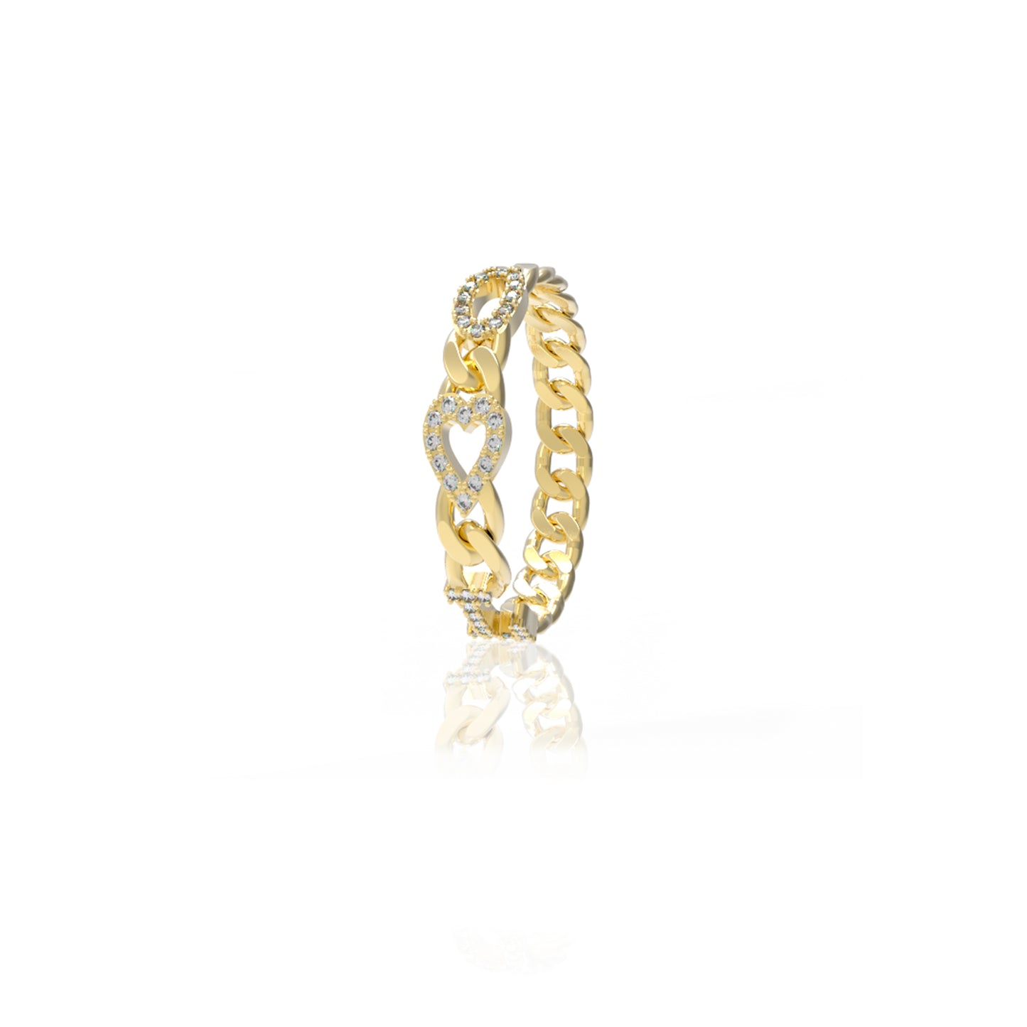 Small Curb Chain Ring with Diamond Letters