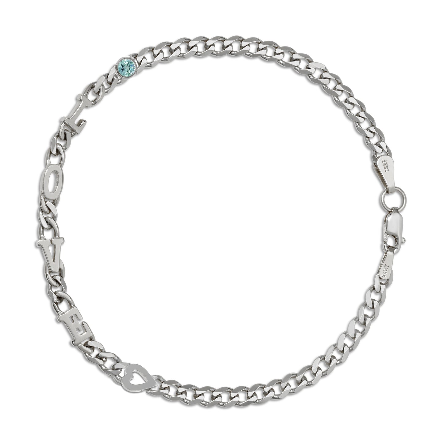 Small curb chain bracelet with Gold letters
