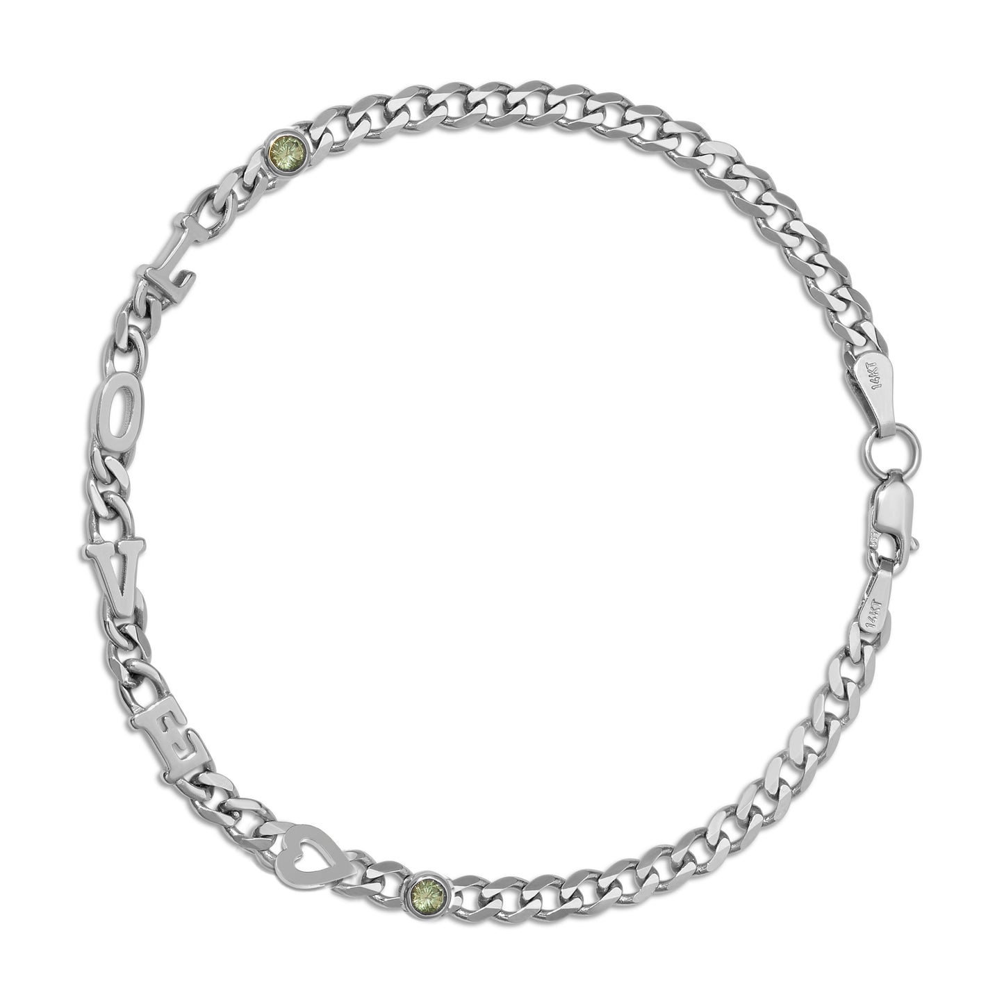 Small curb chain bracelet with Gold letters