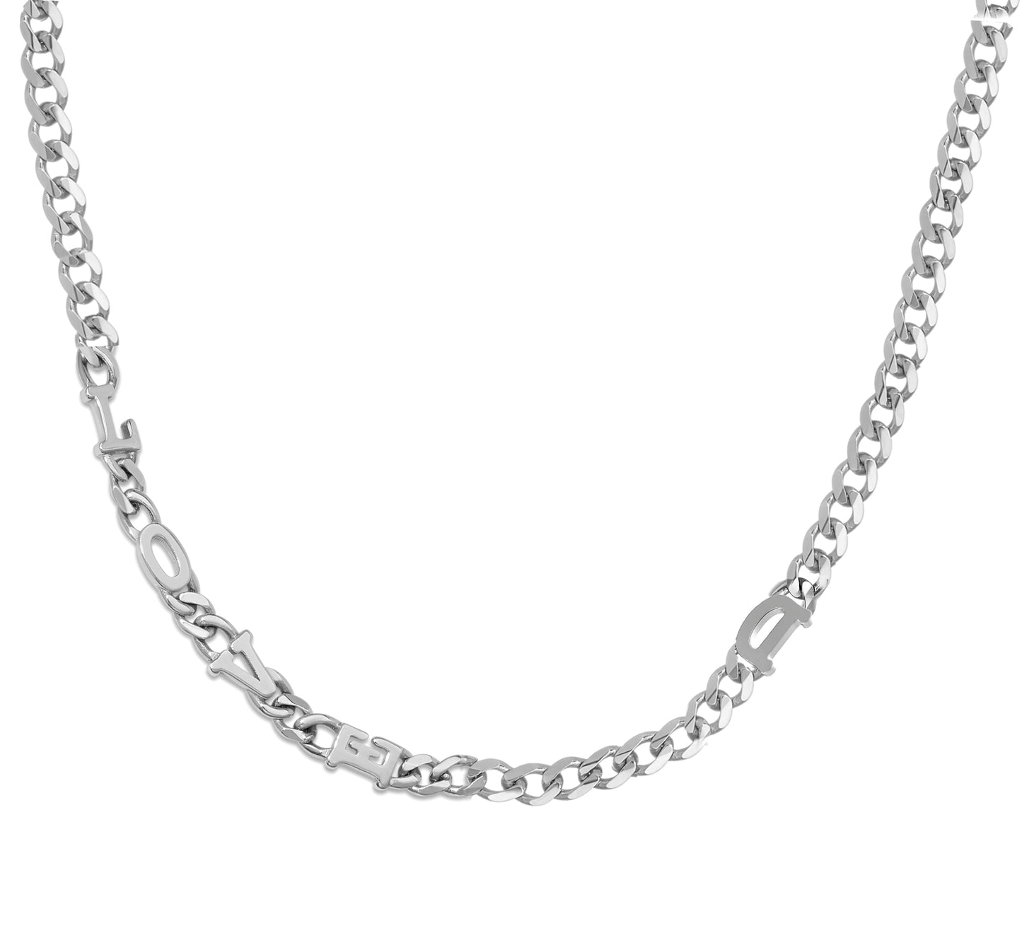 Small curb chain necklace with solid letters