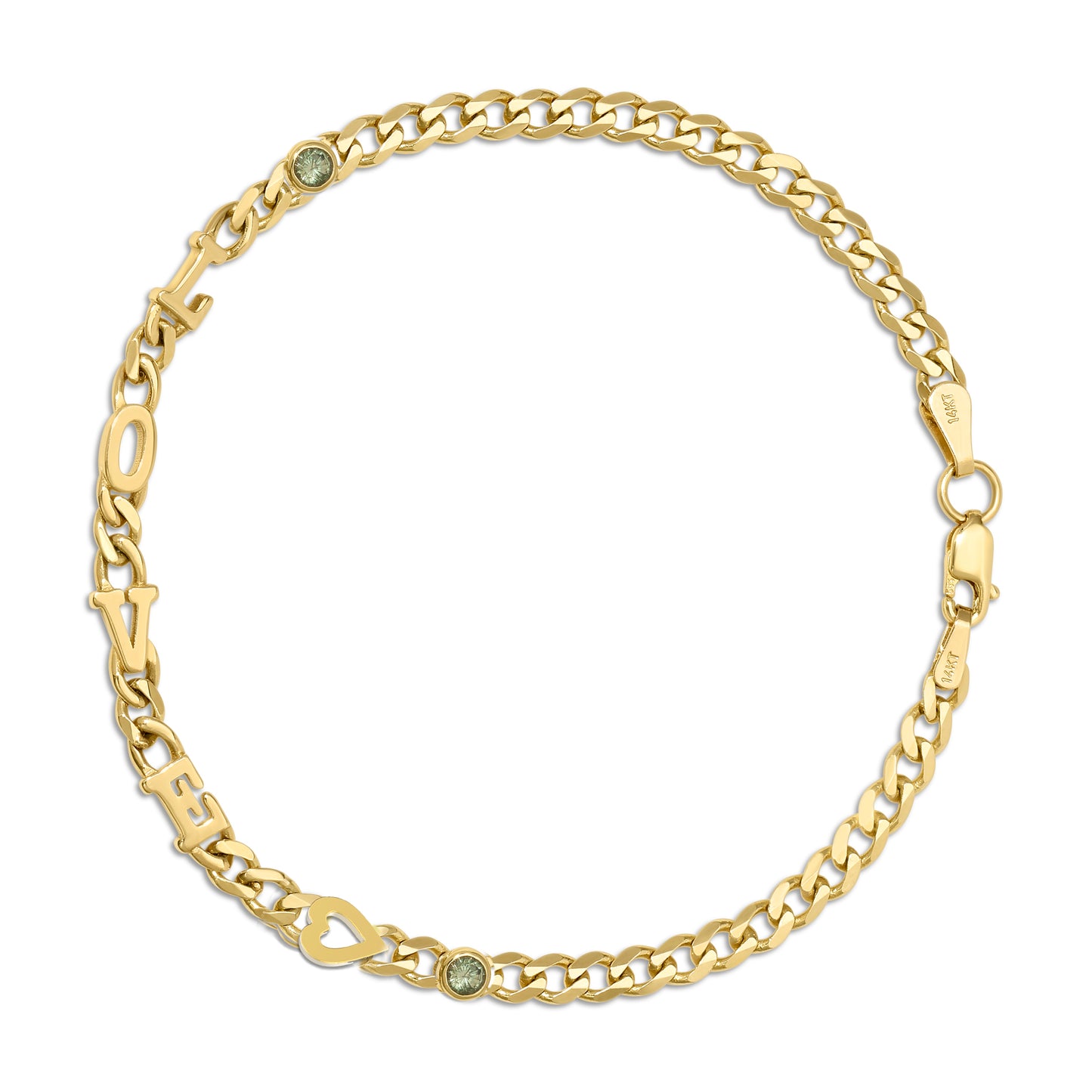 Small curb chain bracelet with Gold letters
