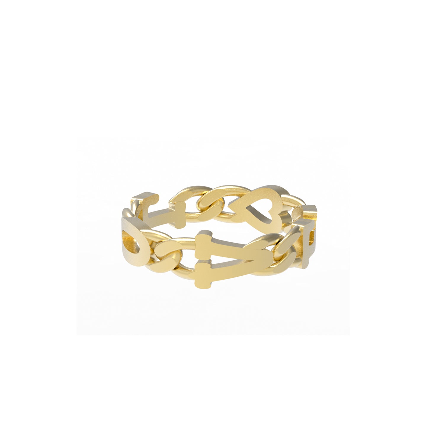 Large curb chain Ring with Gold letters