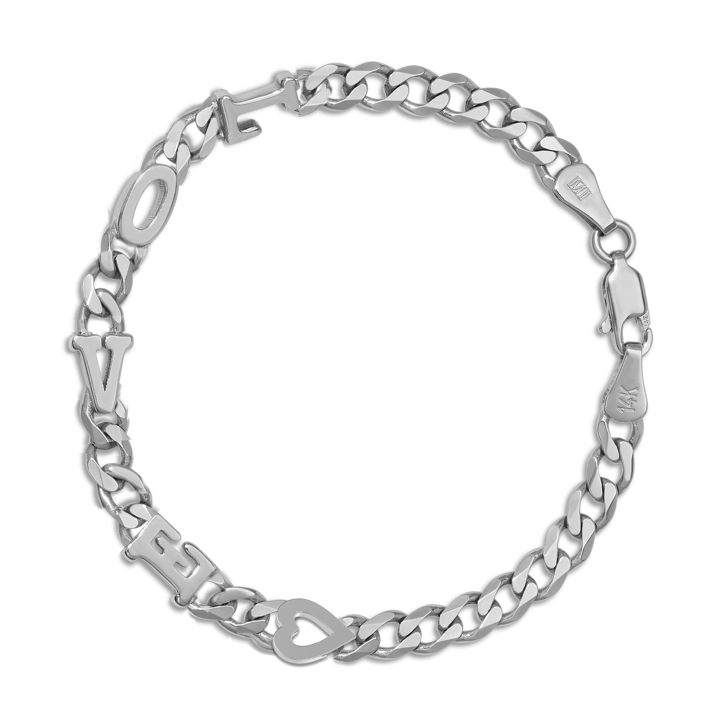 Large curb chain bracelet with Gold letters