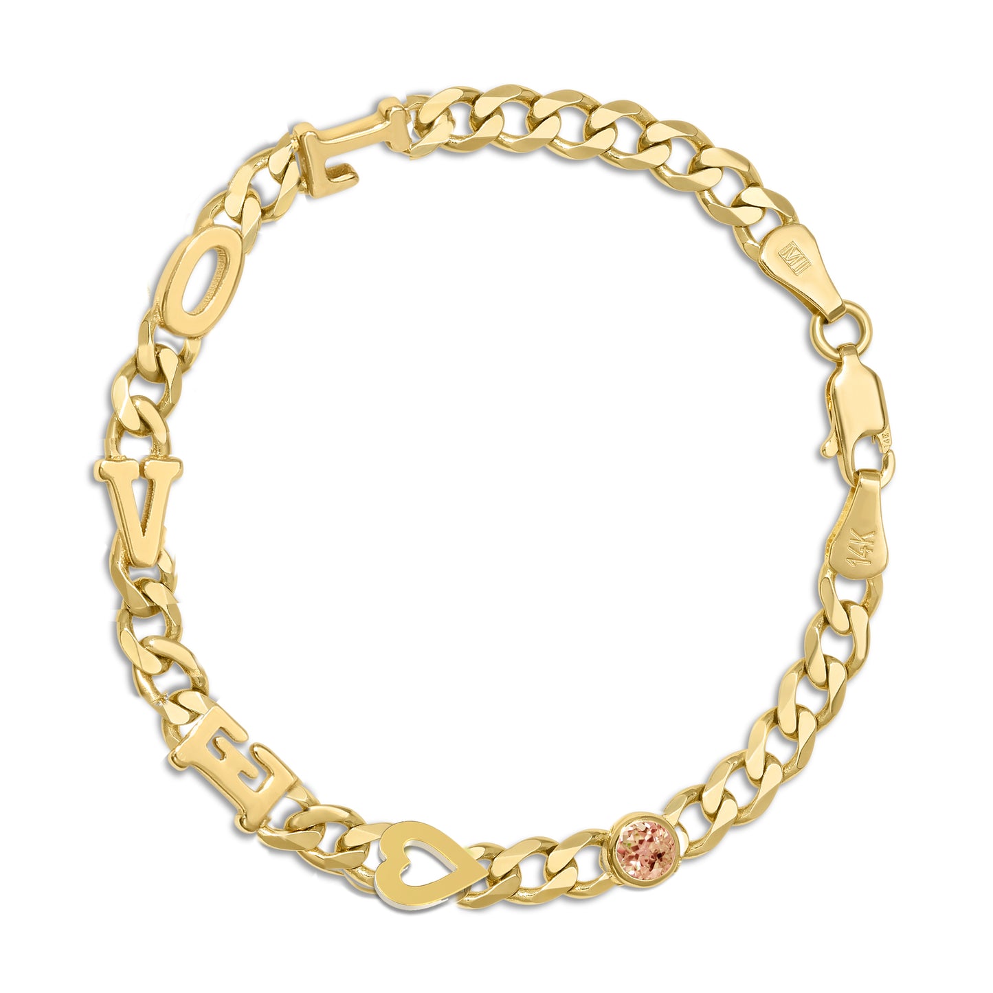 Large curb chain bracelet with Gold letters
