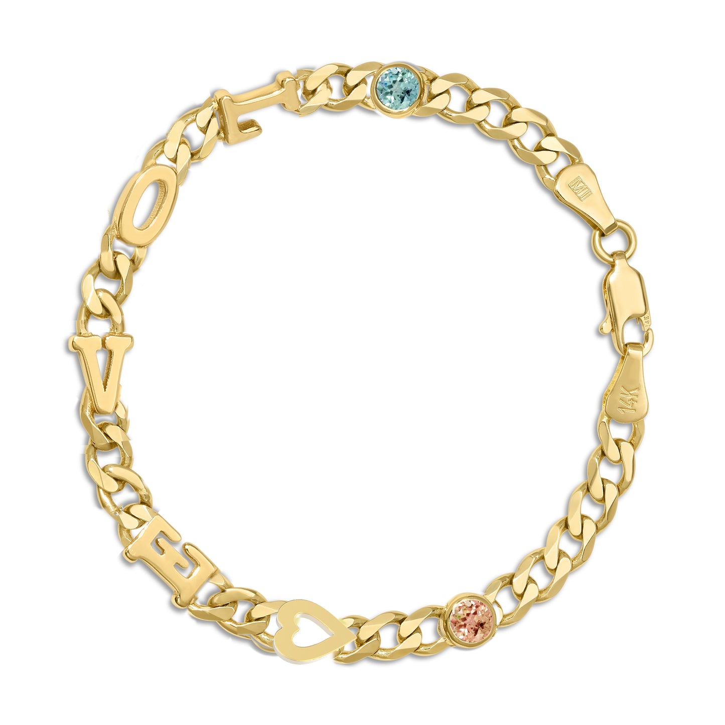 Large curb chain bracelet with Gold letters