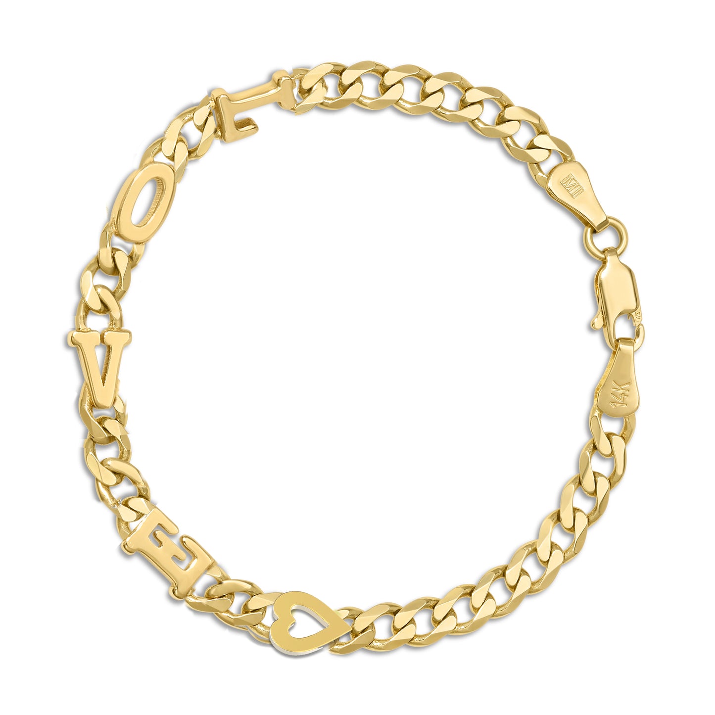Large curb chain bracelet with Gold letters