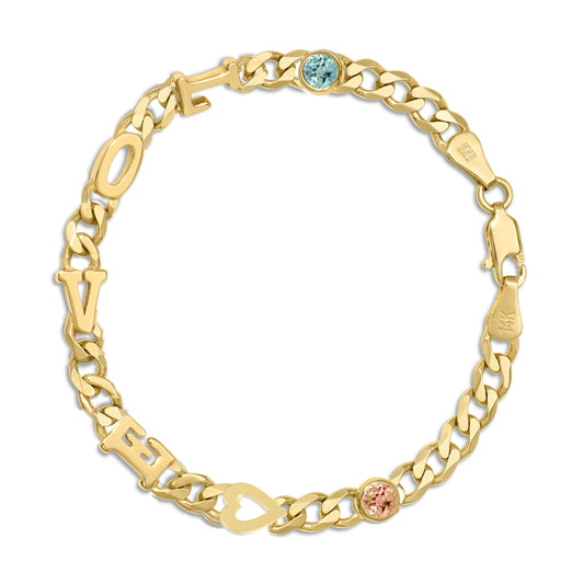 Large curb chain bracelet with Gold letters