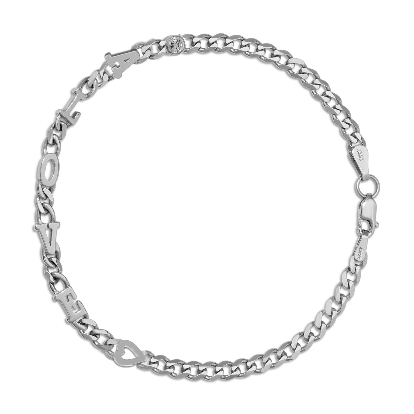 Small curb chain bracelet with Gold letters