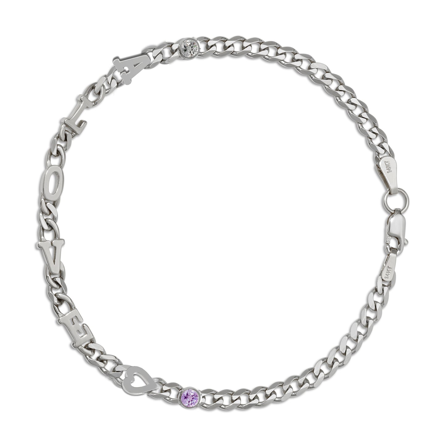 Small curb chain bracelet with Gold letters