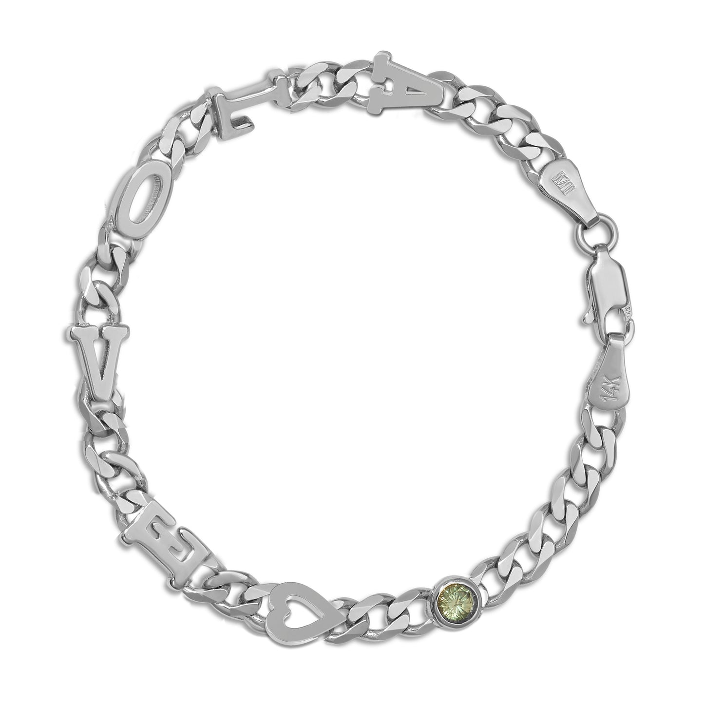 Large curb chain bracelet with Gold letters
