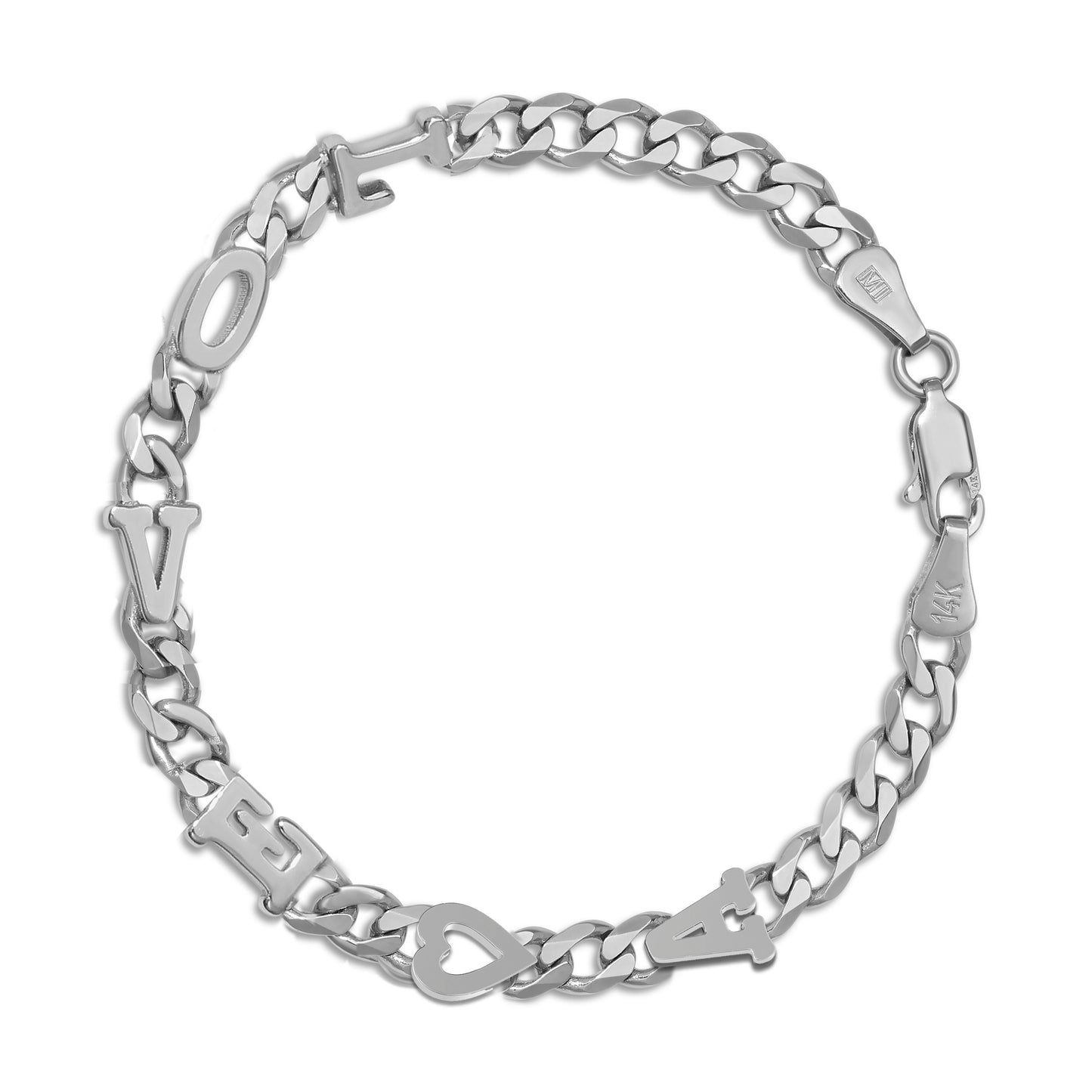 Large curb chain bracelet with Gold letters