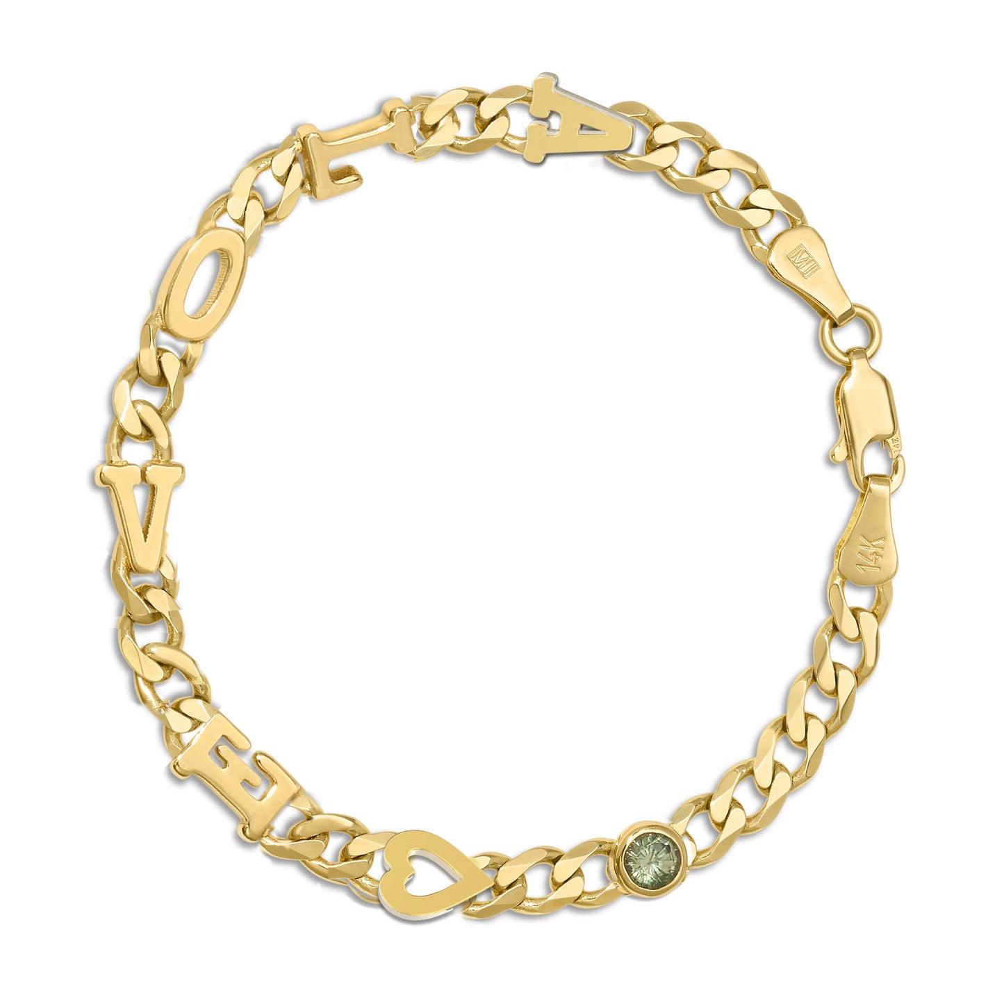 Large curb chain bracelet with Gold letters