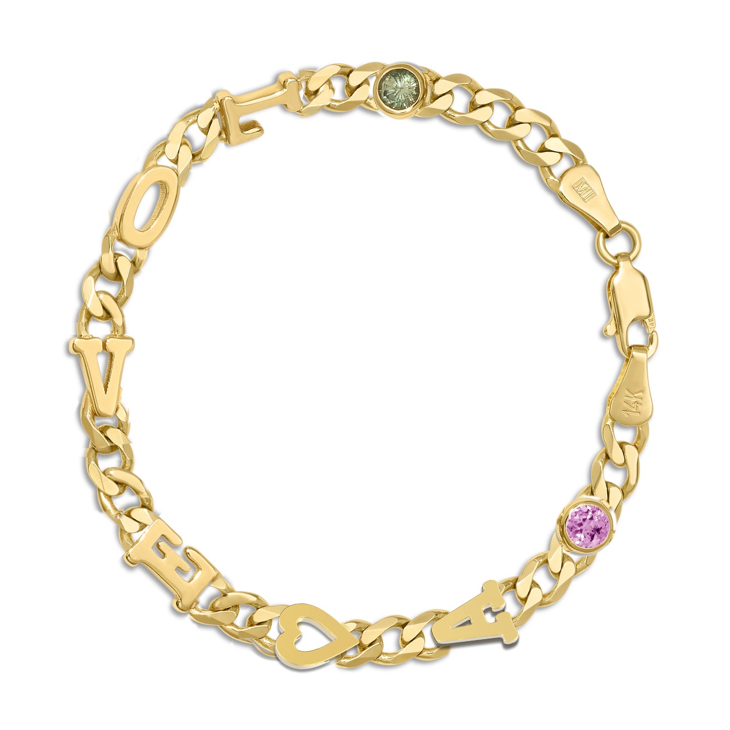 Large curb chain bracelet with Gold letters