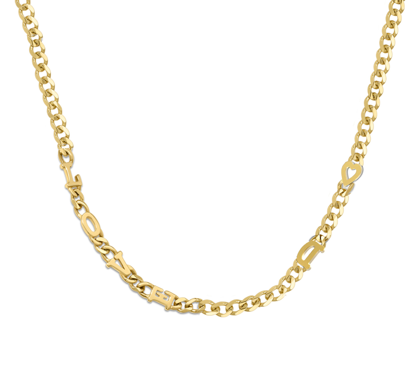 Small curb chain necklace with solid letters