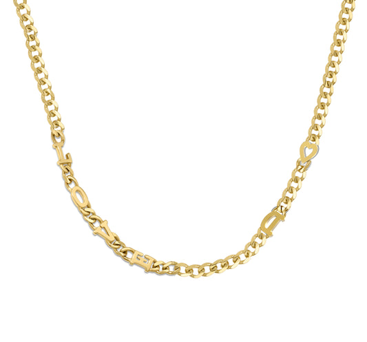 Small curb chain necklace with solid letters
