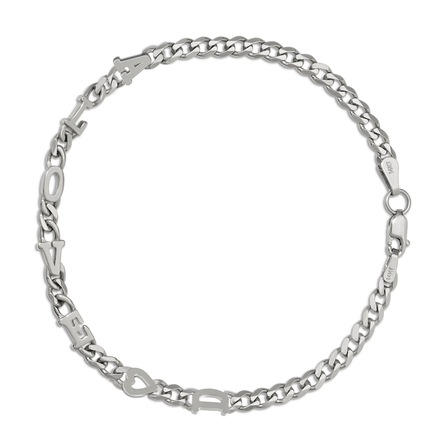 Small curb chain bracelet with Gold letters