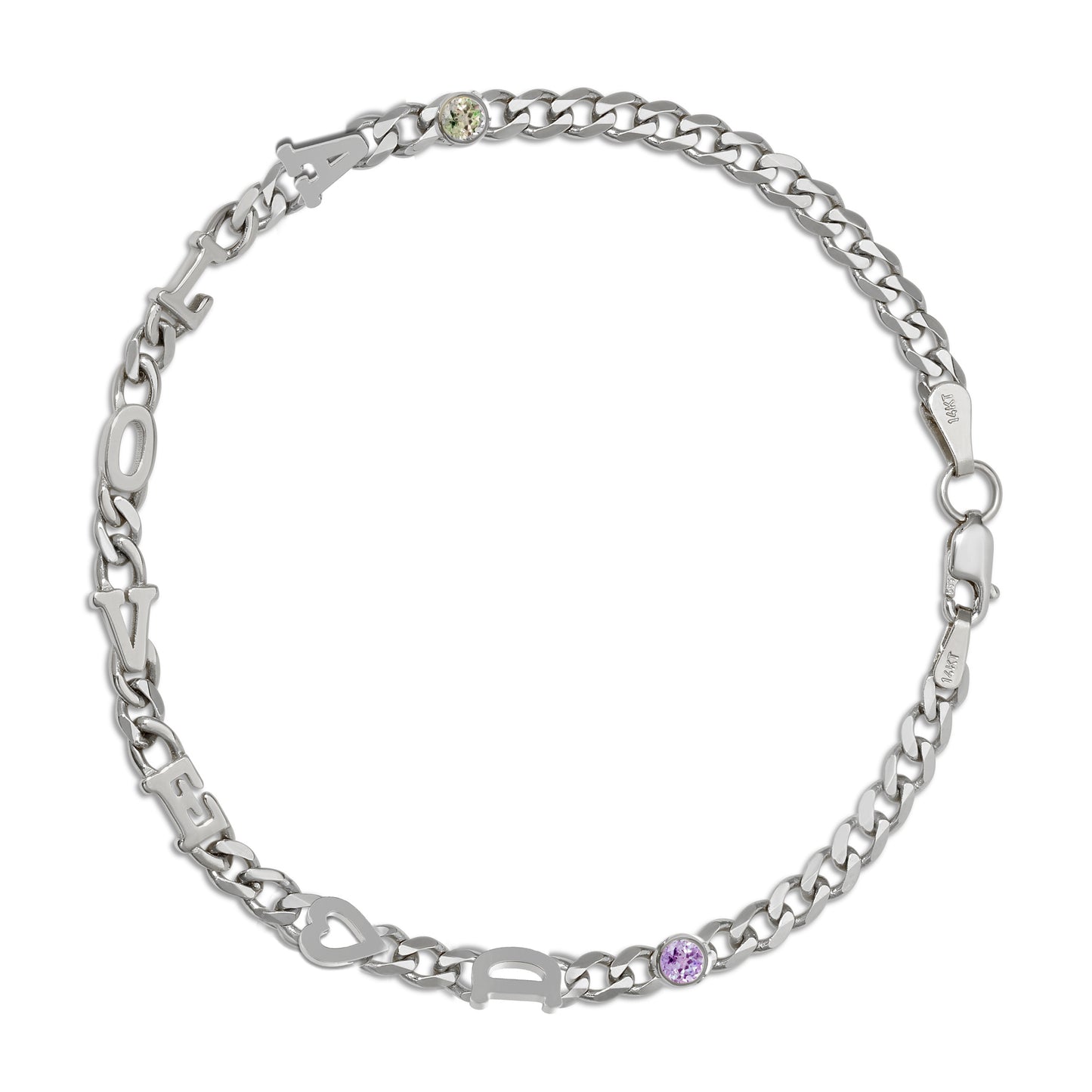 Small curb chain bracelet with Gold letters