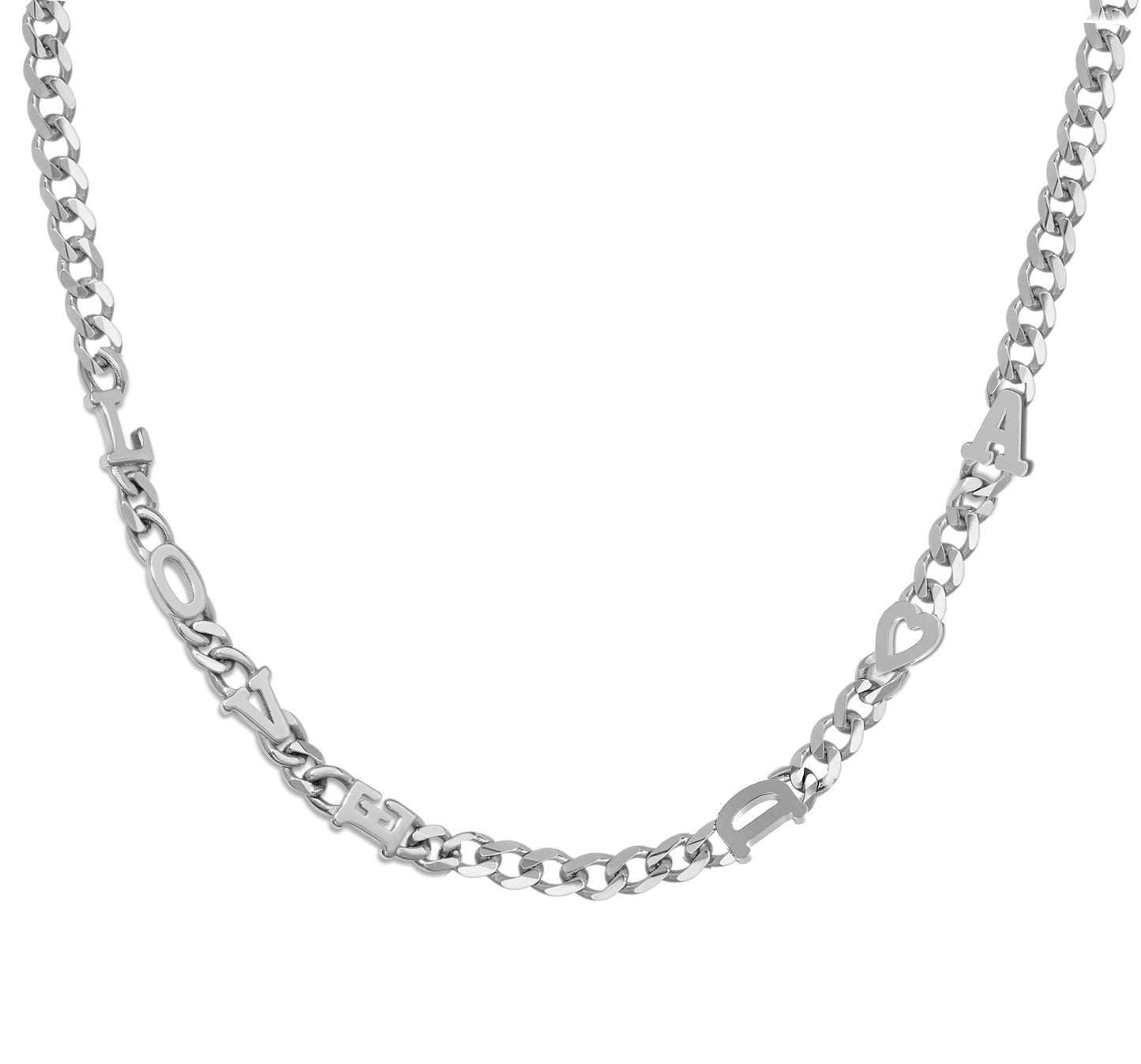 Small curb chain necklace with solid letters