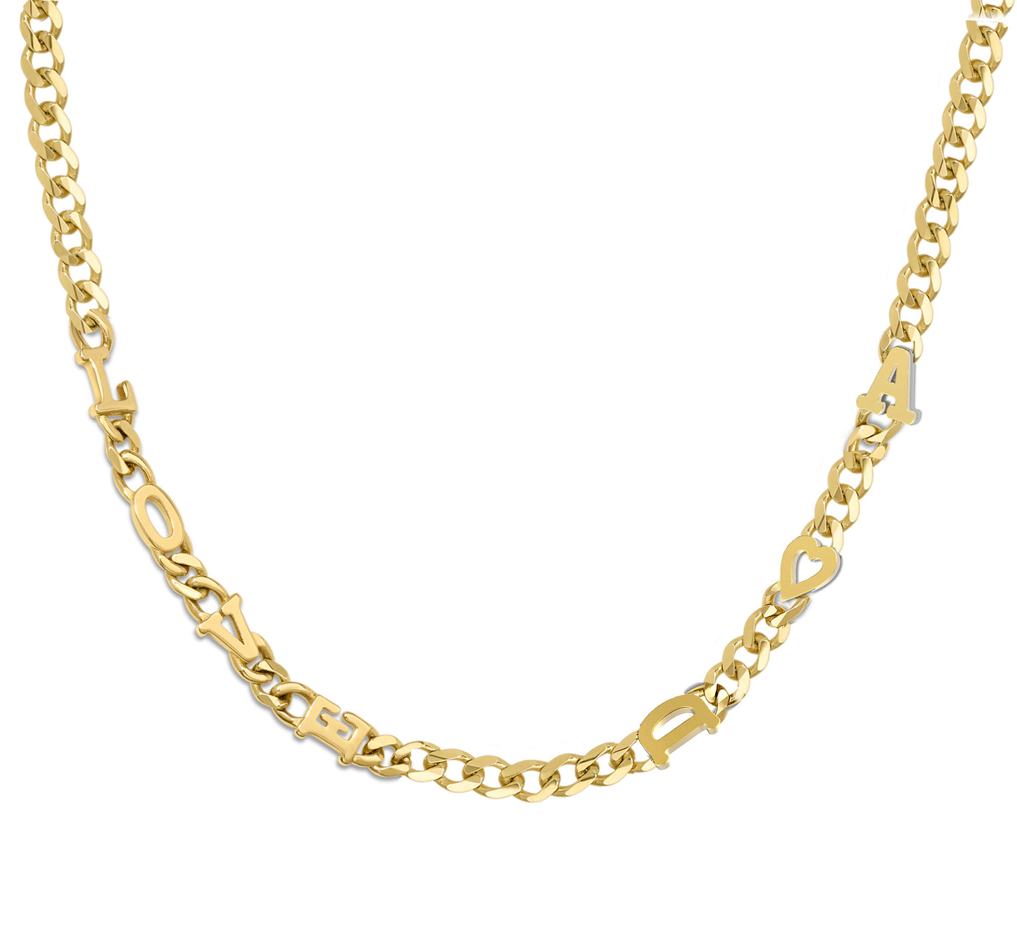 Small curb chain necklace with solid letters