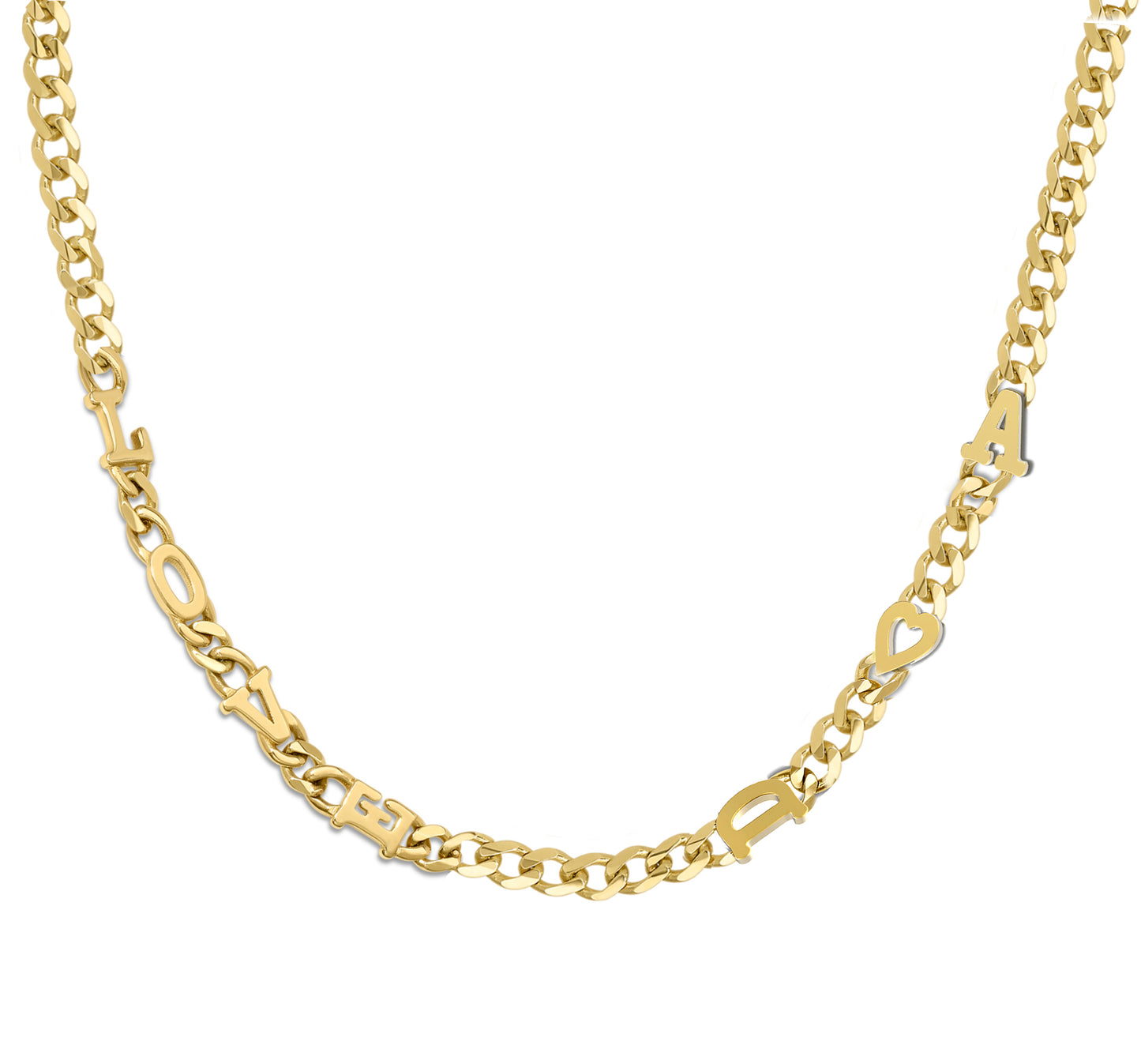 Small curb chain necklace with solid letters
