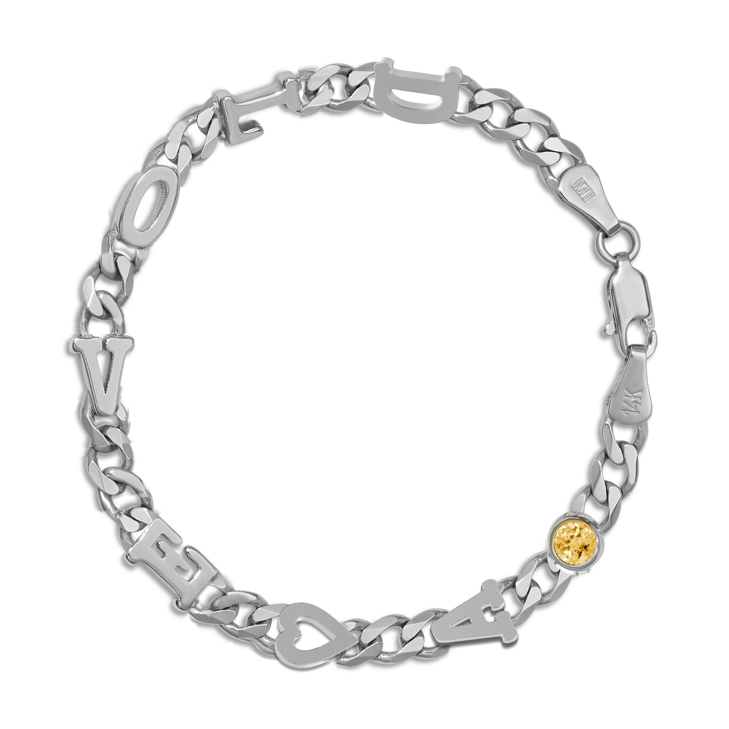 Large curb chain bracelet with Gold letters