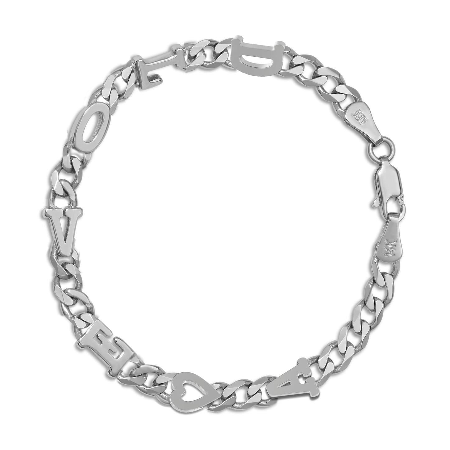 Large curb chain bracelet with Gold letters