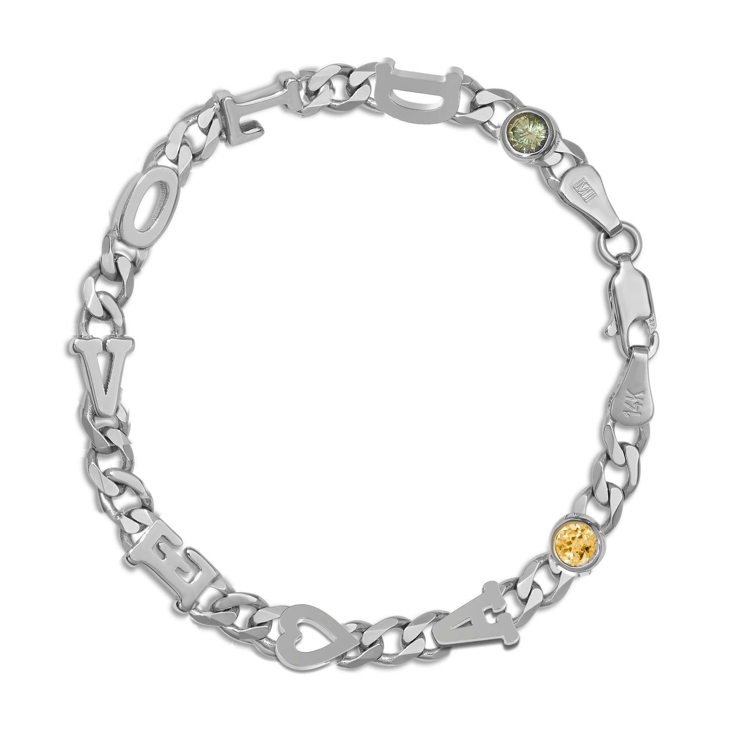 Large curb chain bracelet with Gold letters