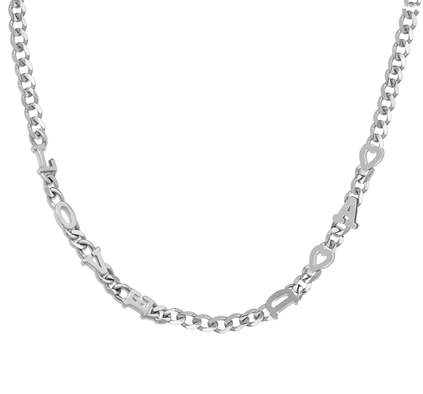 Small curb chain necklace with solid letters