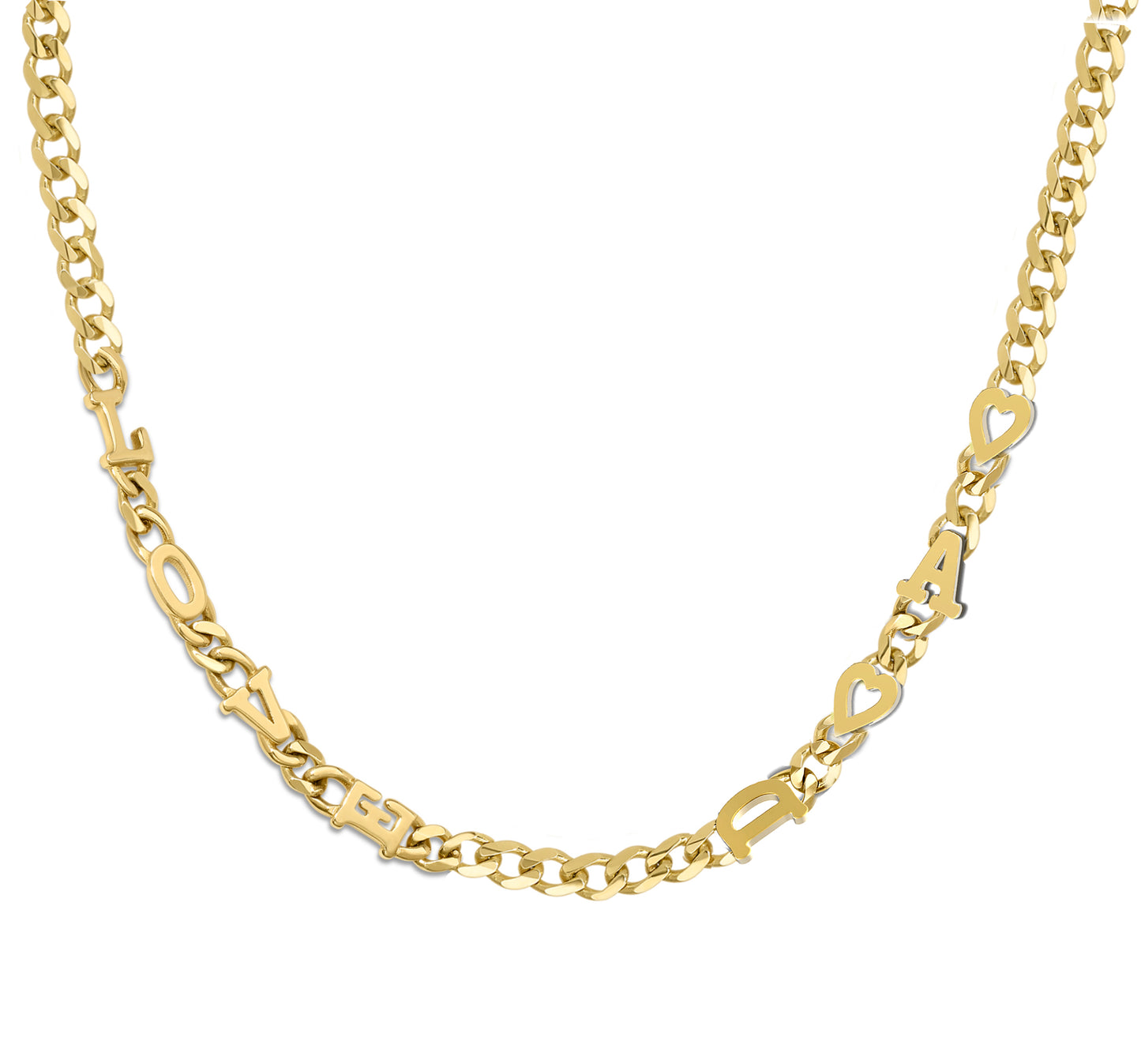 Small curb chain necklace with solid letters
