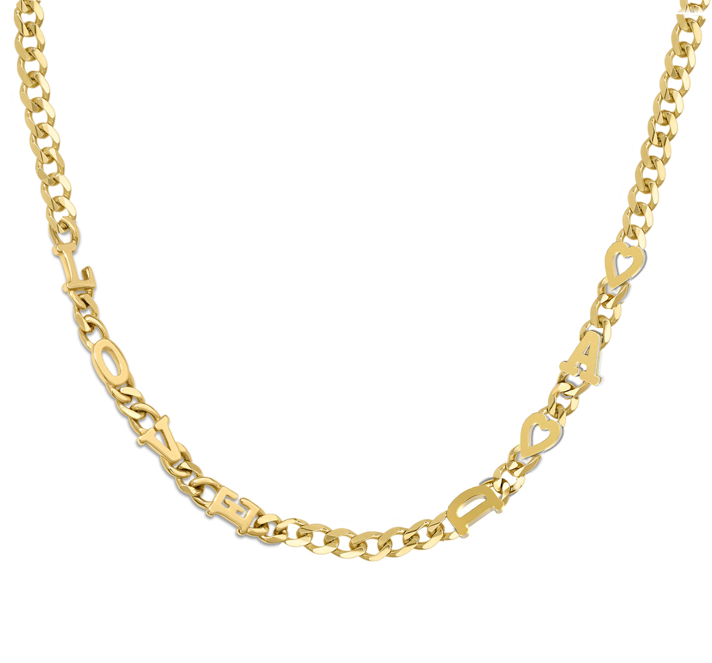 Small curb chain necklace with solid letters