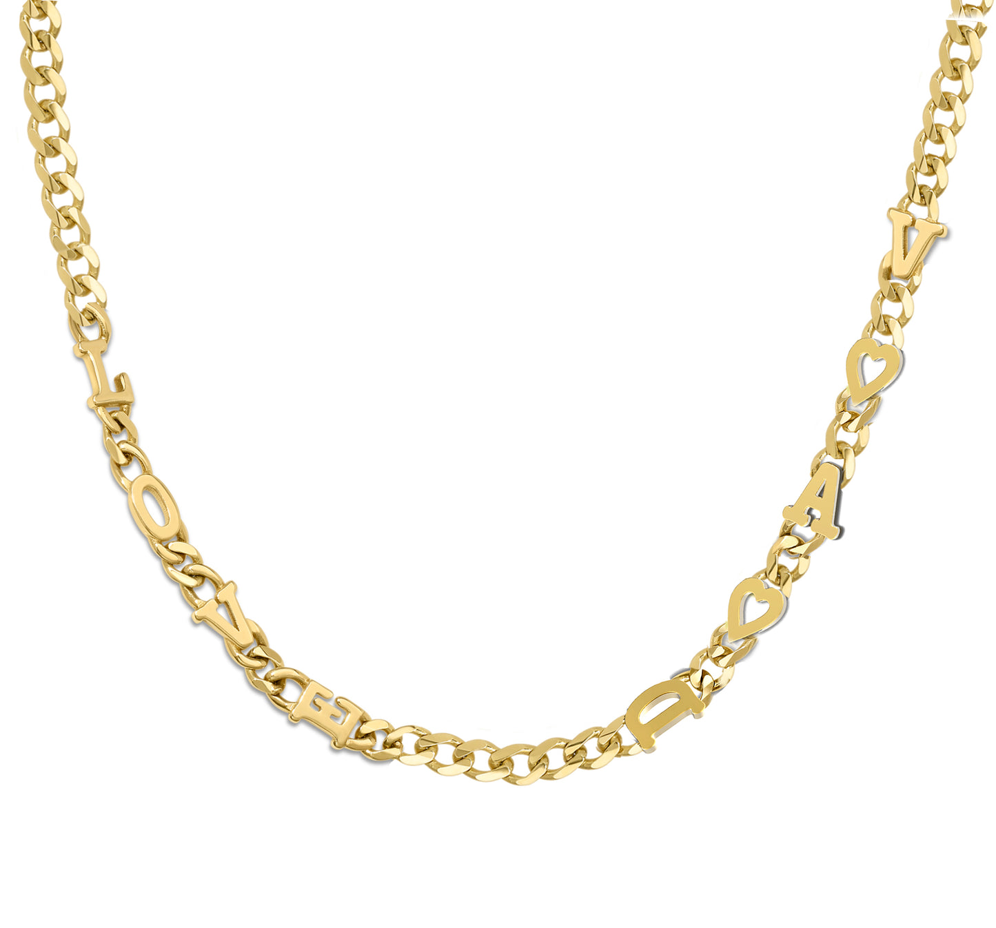 Small curb chain necklace with solid letters