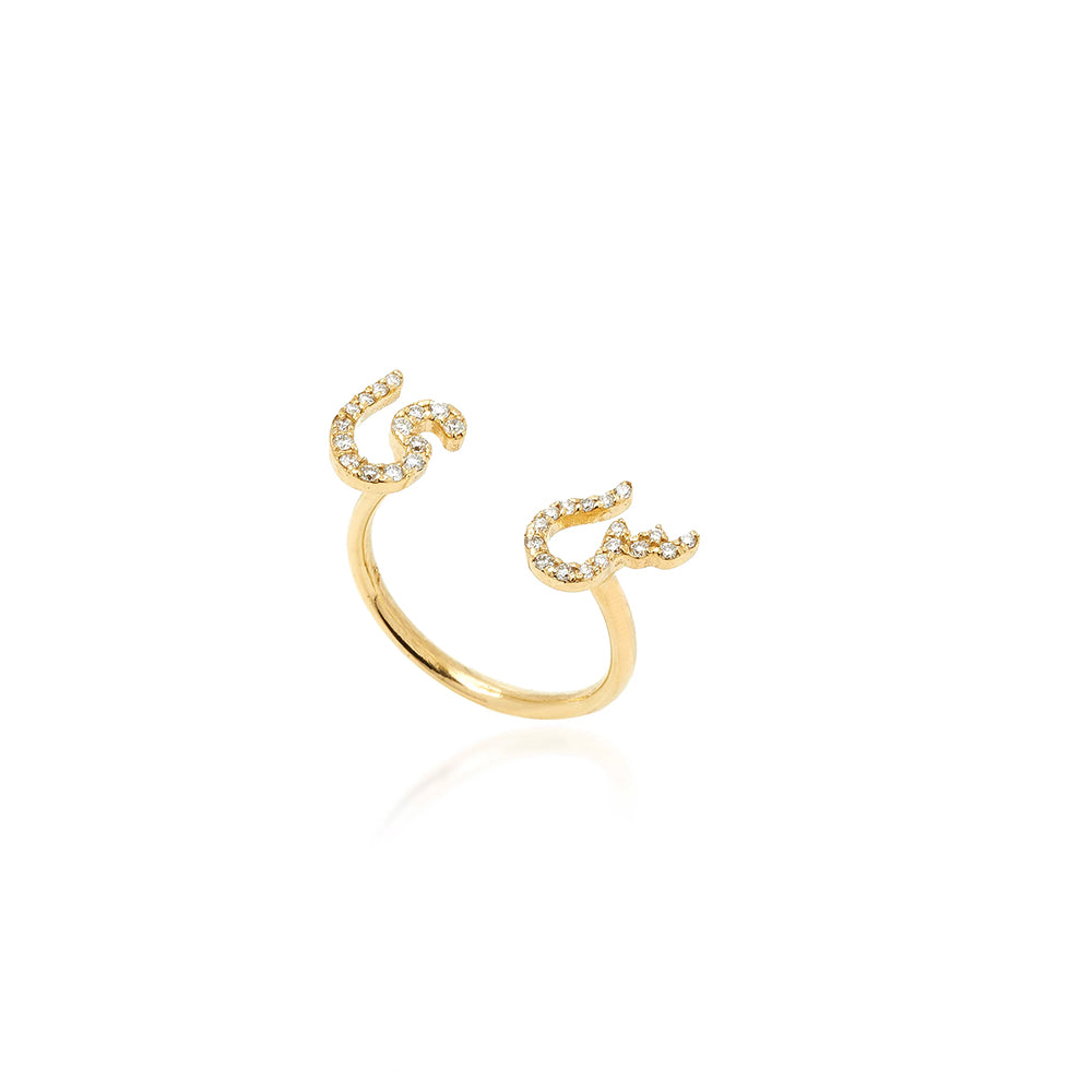 Arabic- Persian Double Initial Between Fingers Ring