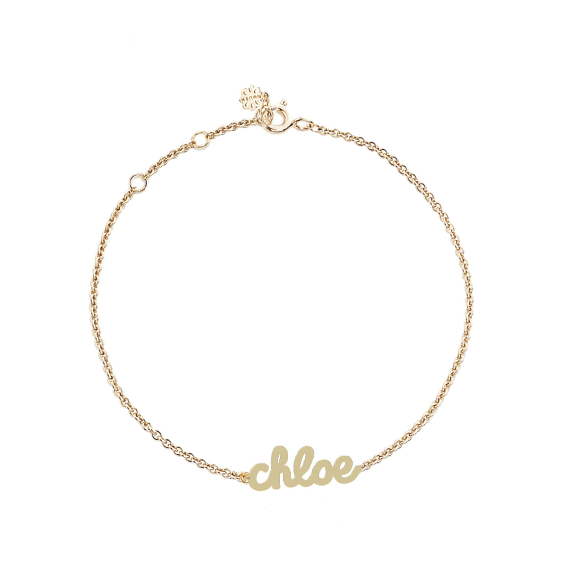 Tiny Treasures English Gold Name Bracelet. Noush Exclusive