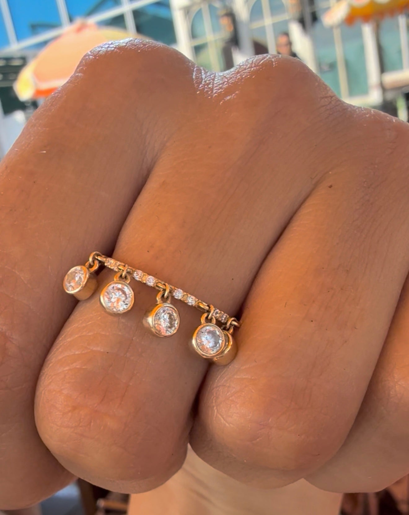 Peekaboo Diamond drop ring