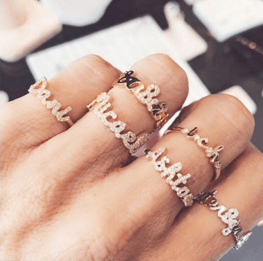 Two English Names Ring Full Pave
