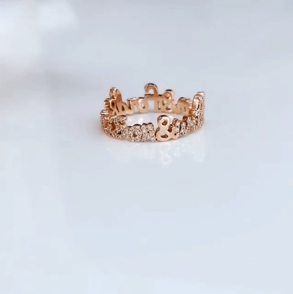 Two English Names Ring Full Pave
