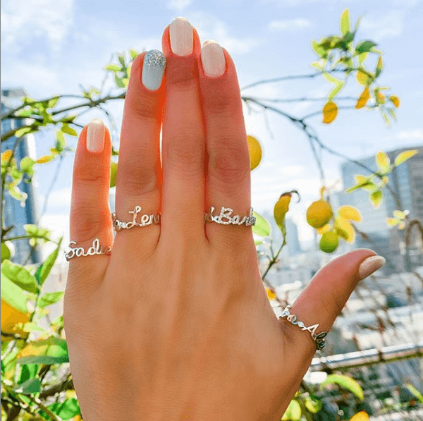 Two English Names Ring Full Pave
