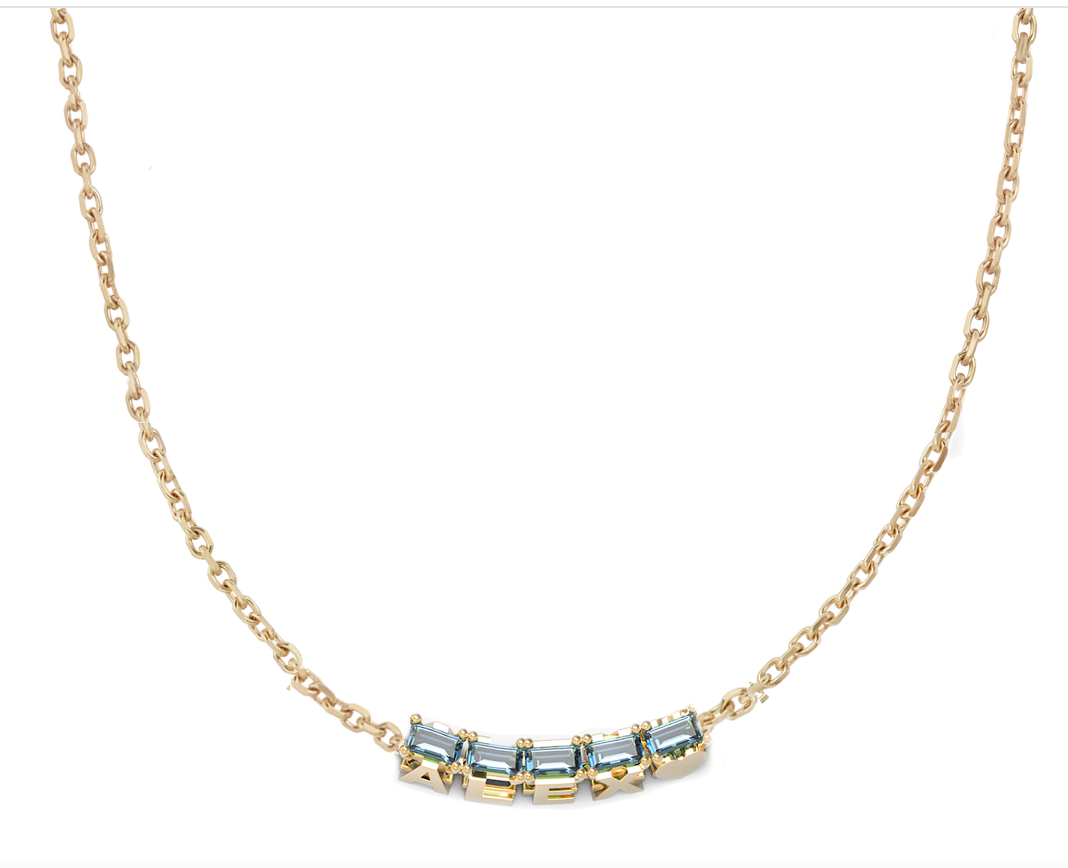 Personalized Customizable Baguette Hide and Seek Tennis Necklace
