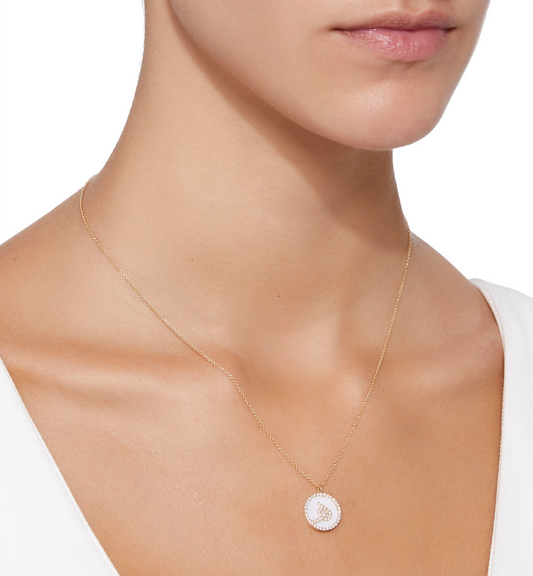 Sample Sale Treasure Disk Persian - Arabic Initial Necklace With Gemstone