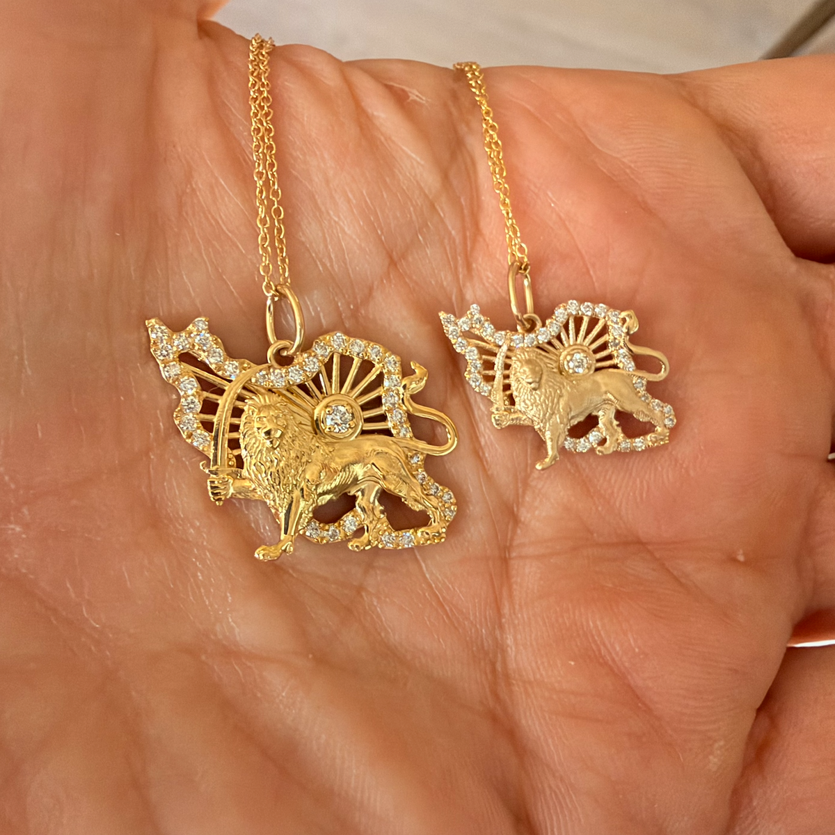 Diamond Iran Shiro Khorshid - Lion and Sun Necklace. Noush Exclusive