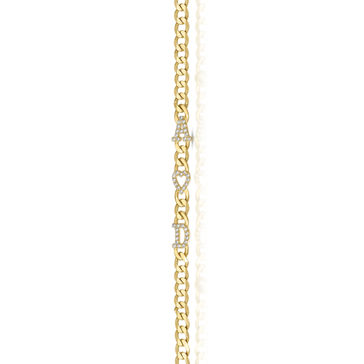 Small curb chain necklace with pave letters