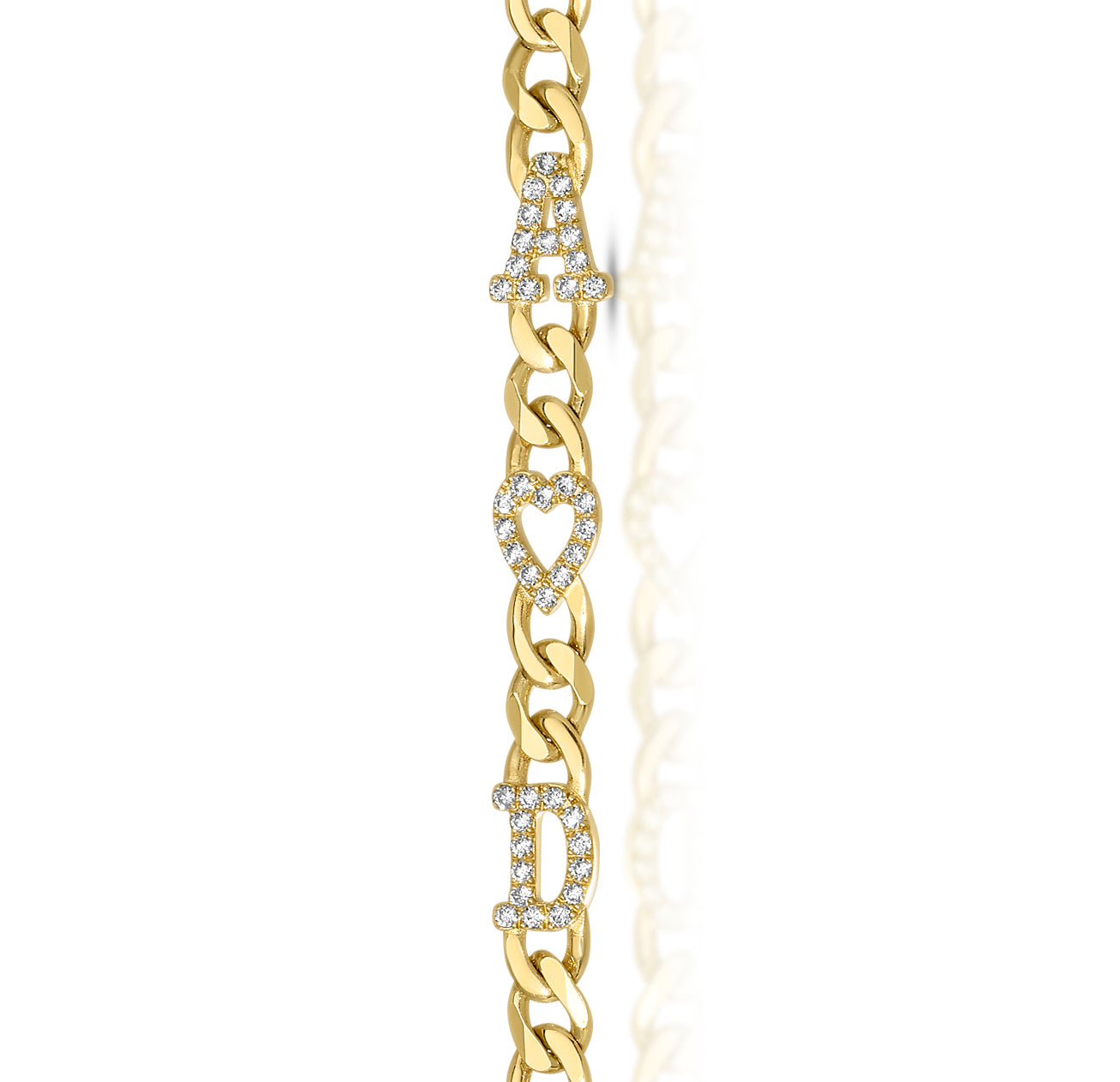Small Curb Chain Ring with Diamond Letters