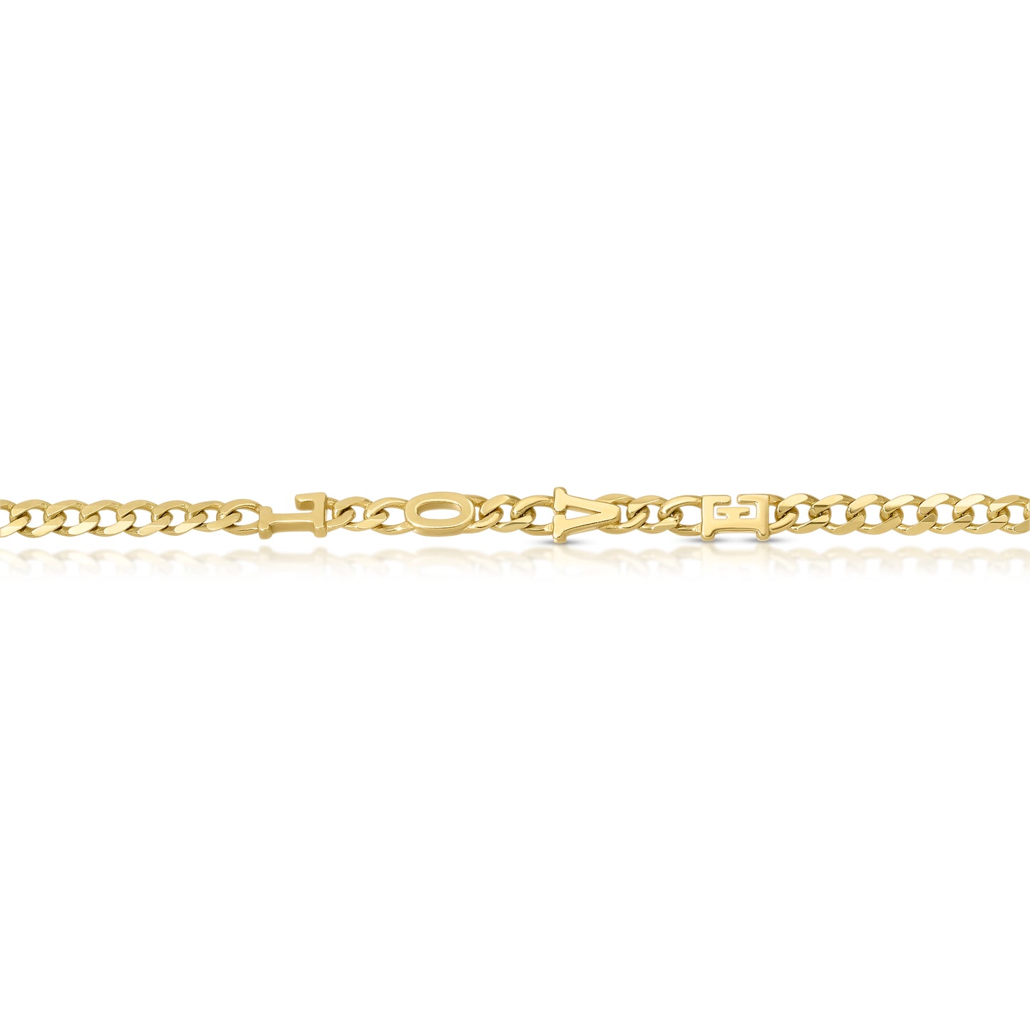 Small curb chain bracelet with Gold letters