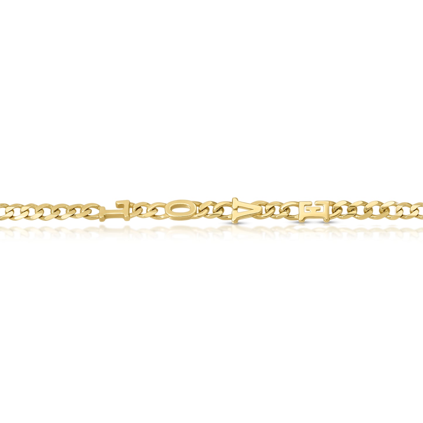 Large curb chain bracelet with Gold letters