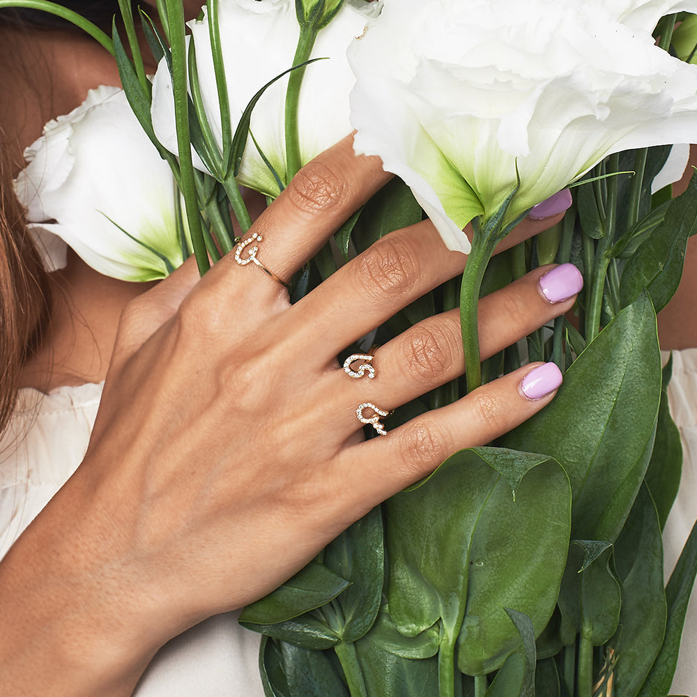 Arabic- Persian Double Initial Between Fingers Ring