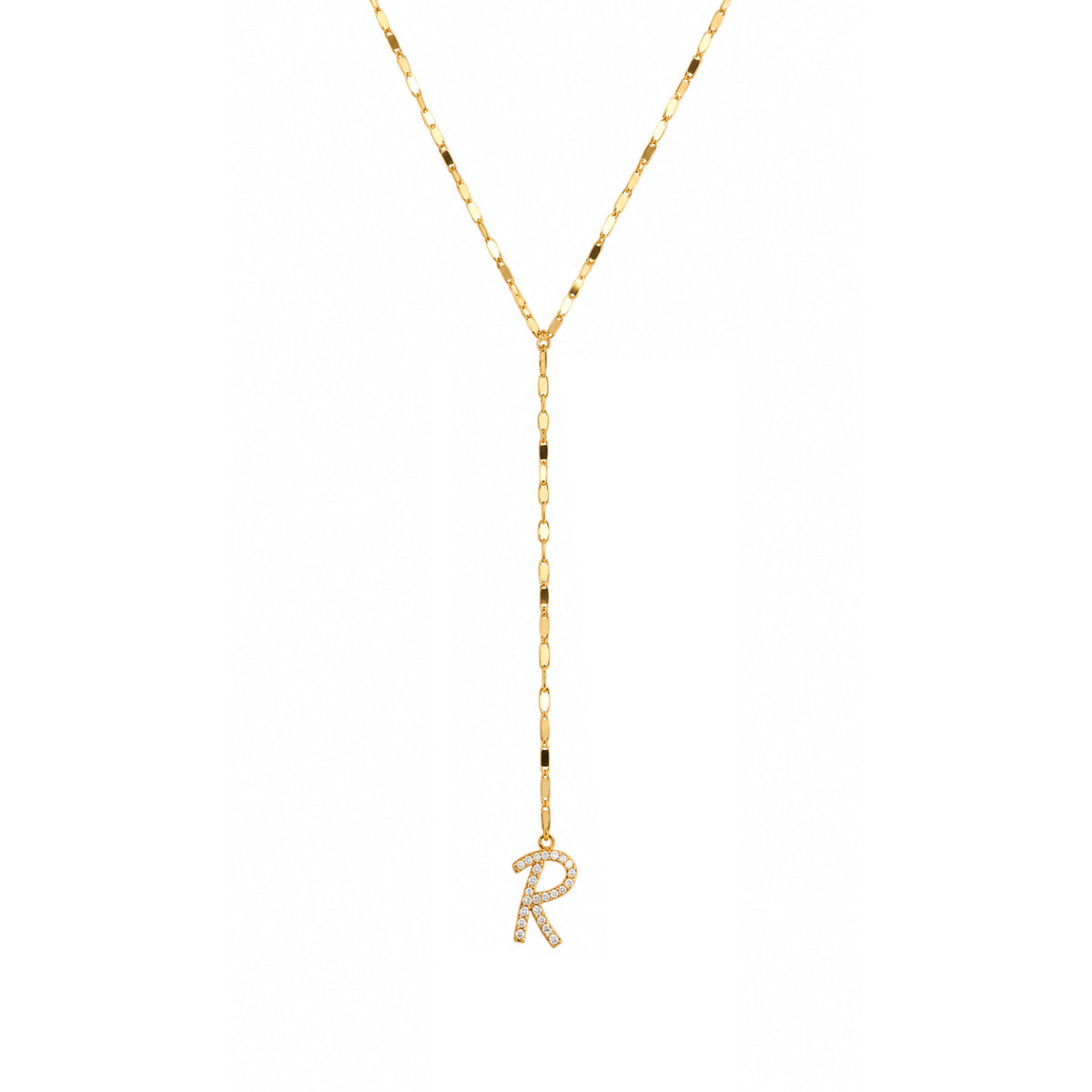 Mirror chain Y necklace letter R sample