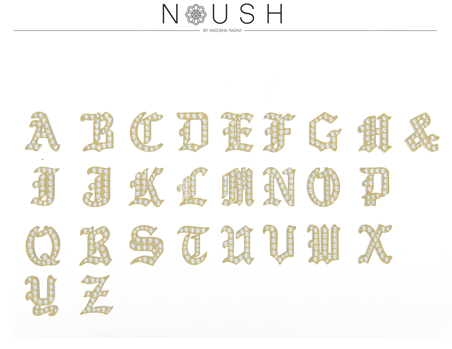 Gothic Diamond name necklace