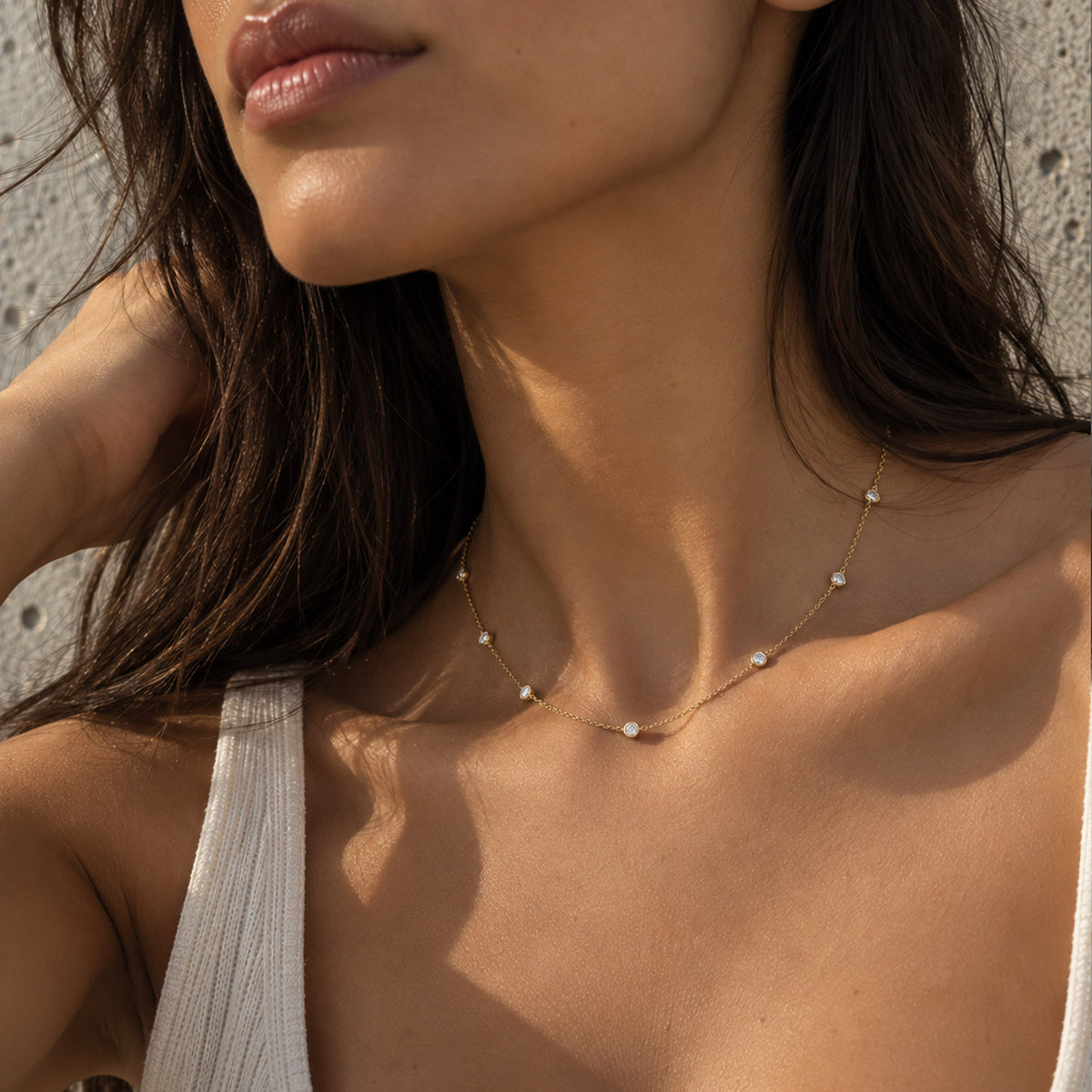Lab-Diamond station necklace