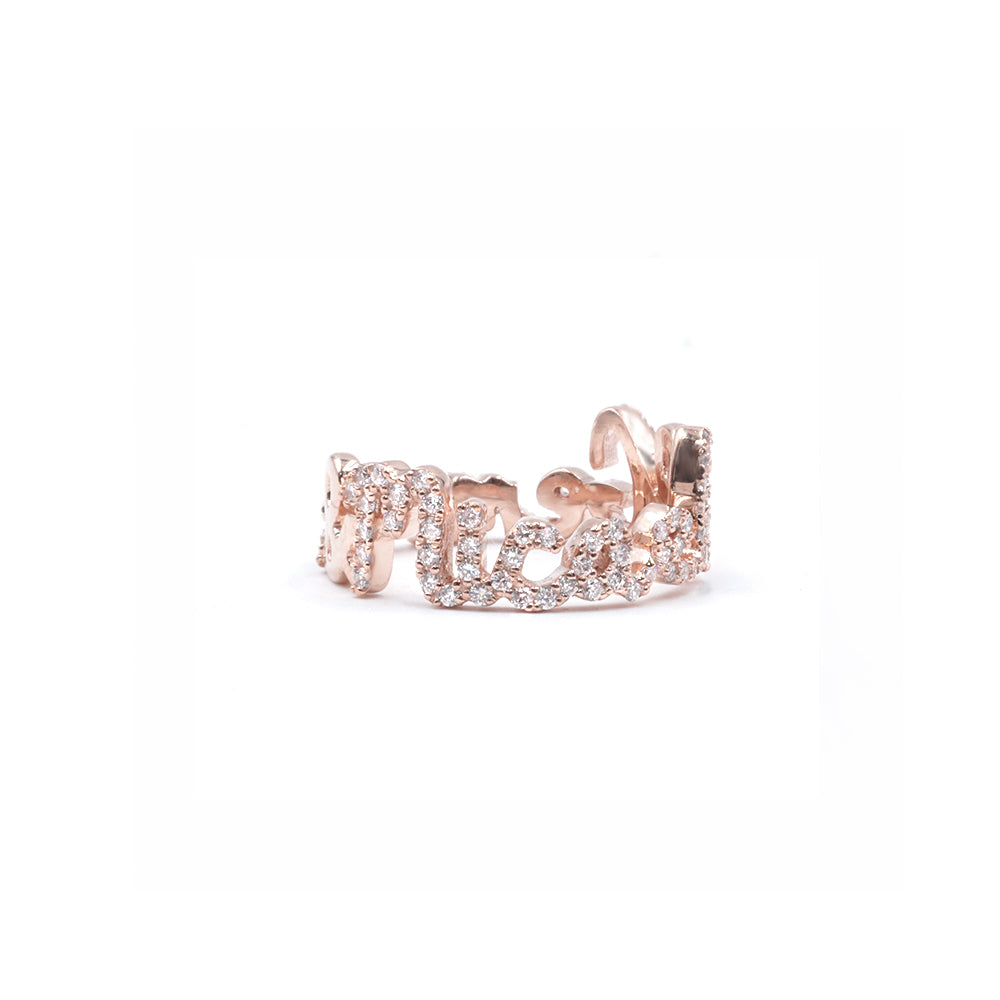 Two English Names Ring Full Pave