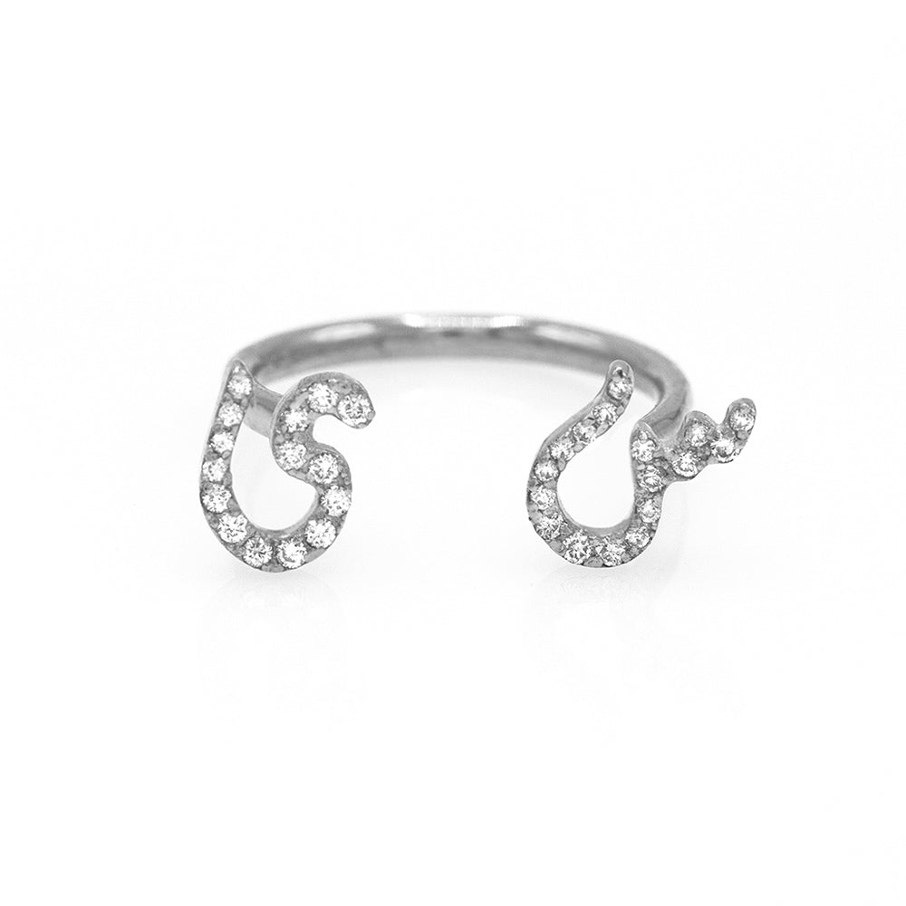 Arabic- Persian Double Initial Between Fingers Ring